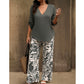 ⏳Time-Limited Special⏰Women's V-Neck Blouse & Printed Wide-Leg Pants Set