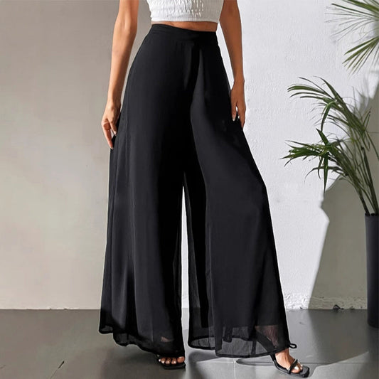 Women's Flowy Chiffon Wide-Leg Pants