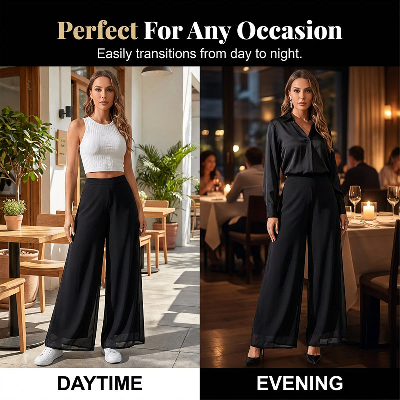 Women's Flowy Chiffon Wide-Leg Pants