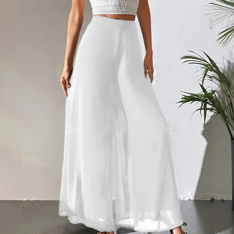 Women's Flowy Chiffon Wide-Leg Pants