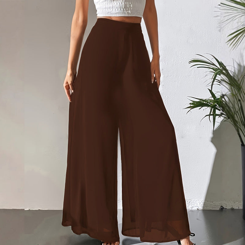 Women's Flowy Chiffon Wide-Leg Pants