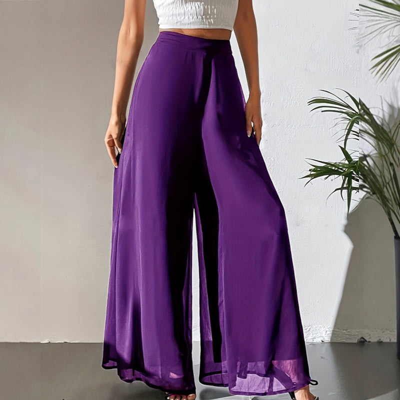 Women's Flowy Chiffon Wide-Leg Pants