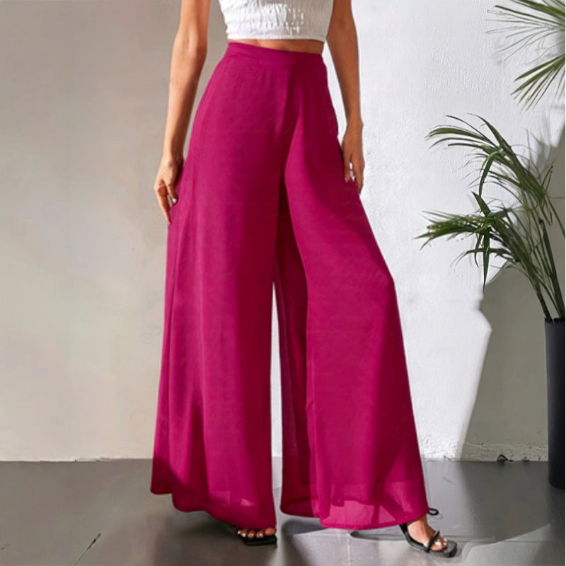 Women's Flowy Chiffon Wide-Leg Pants