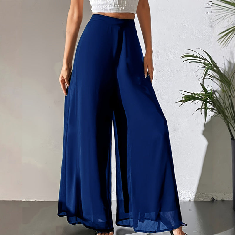 Women's Flowy Chiffon Wide-Leg Pants