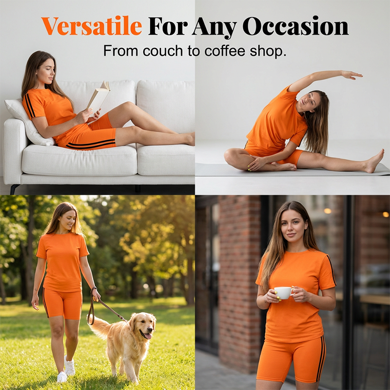 Women's Casual Short-Sleeve Top and Shorts Set
