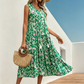 Women's Sleeveless Abstract Print Tiered Midi Dress