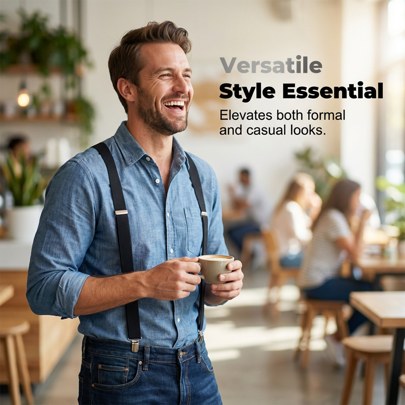 Classic Unisex Adjustable Elastic 4-Clip Suspenders