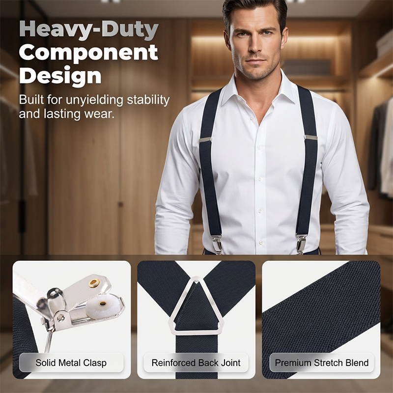 Classic Unisex Adjustable Elastic 4-Clip Suspenders