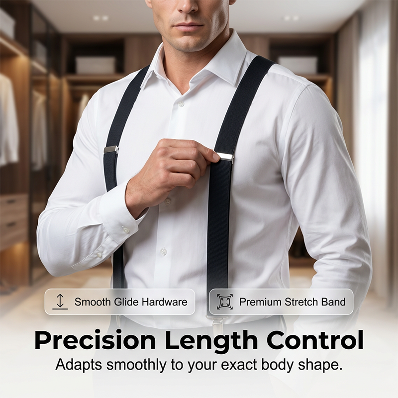 Classic Unisex Adjustable Elastic 4-Clip Suspenders