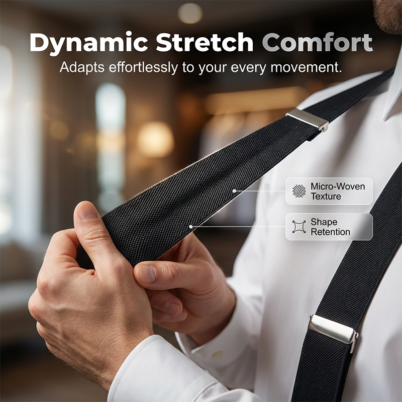 Classic Unisex Adjustable Elastic 4-Clip Suspenders