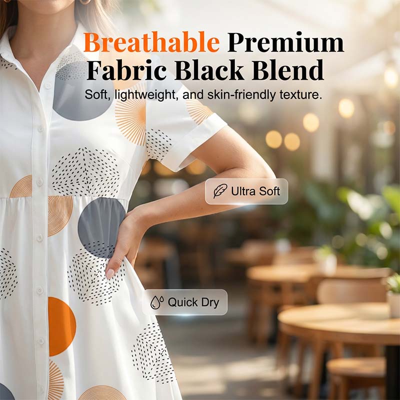 Women's Short Sleeve Collared A-Line Dress