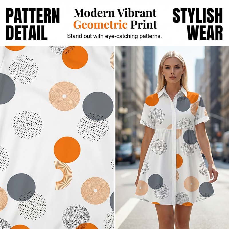 Women's Short Sleeve Collared A-Line Dress