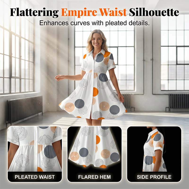 Women's Short Sleeve Collared A-Line Dress