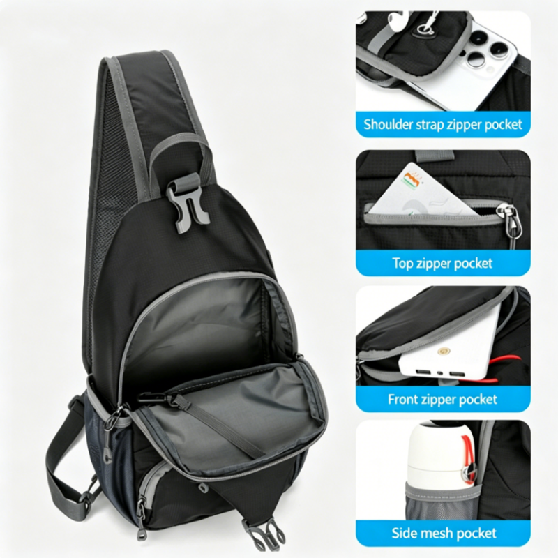 🎒 50% OFF! ✨ Men's Outdoor Sling Bag – Multi-Pocket, Water-Resistant, Breathable Back 🌦️