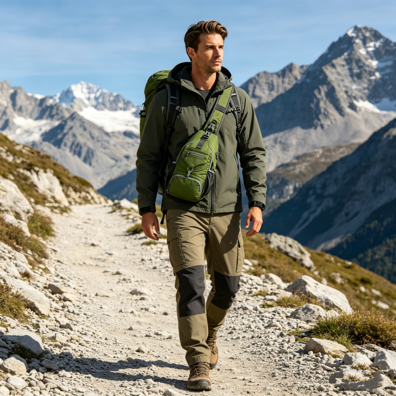 🎒 50% OFF! ✨ Men's Outdoor Sling Bag – Multi-Pocket, Water-Resistant, Breathable Back 🌦️