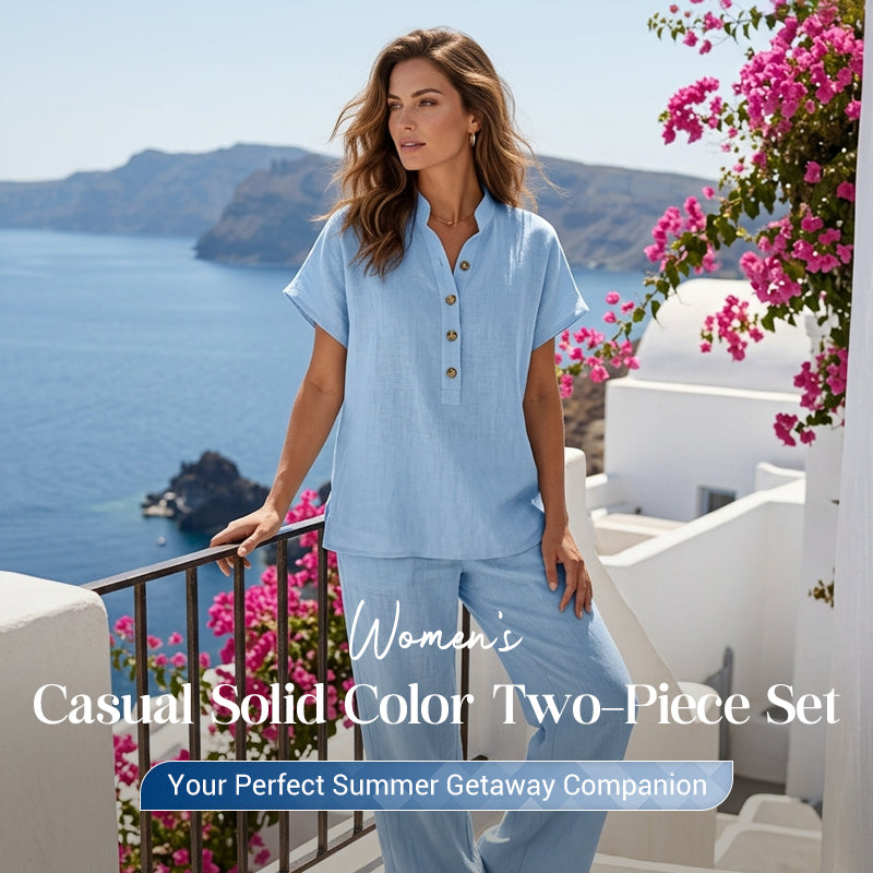 ⏳Limited-time 50% off⏰Women's Casual Solid Color Two-Piece Set👚👖