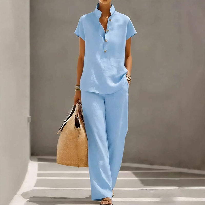 ⏳Limited-time 50% off⏰Women's Casual Solid Color Two-Piece Set👚👖