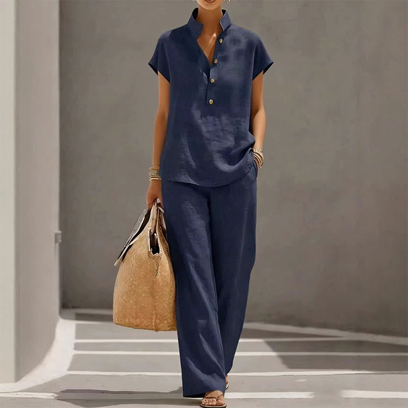 ⏳Limited-time 50% off⏰Women's Casual Solid Color Two-Piece Set👚👖