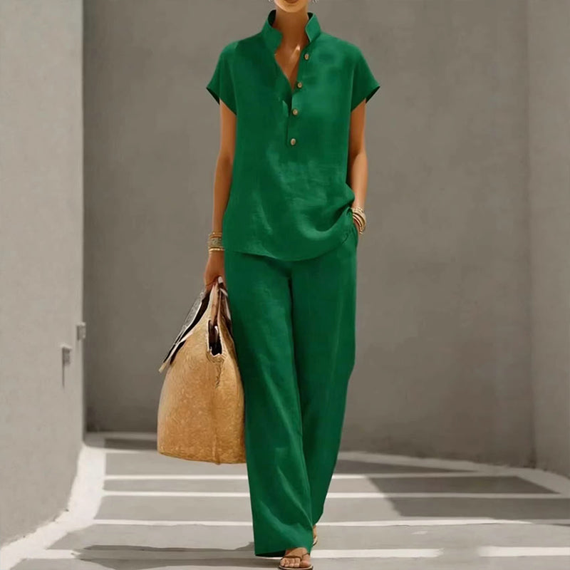 ⏳Limited-time 50% off⏰Women's Casual Solid Color Two-Piece Set👚👖