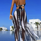 👙 LIMITED TIME 50% OFF! ✨ Striped Two-Piece Swimsuit – Halter Neck Tie, Ring Detail, High Stretch 🌊