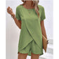 📢📢35% OFF !! ⏰Women's Solid Color Irregular Top & Shorts Two Piece Set