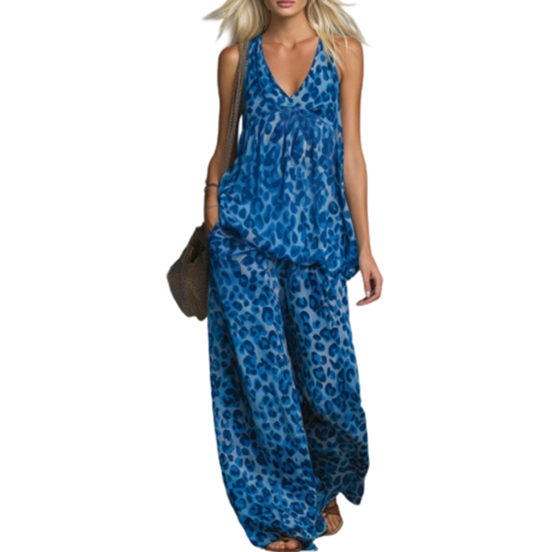 ⏰🔥LIMITED TIME 50% OFF! 💃 Sleeveless Halter Top & Wide-Leg Pants Set – Flowy, Comfortable & Effortlessly Chic ✨🌿