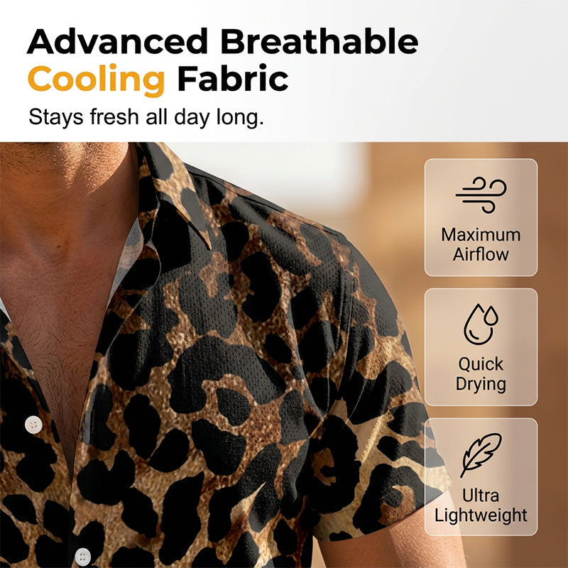 🔥2026 New Arrival ＆ Hot Sale ＆ 50％ Off🔥Men's Short Sleeve Leopard Print Button Down Shirt