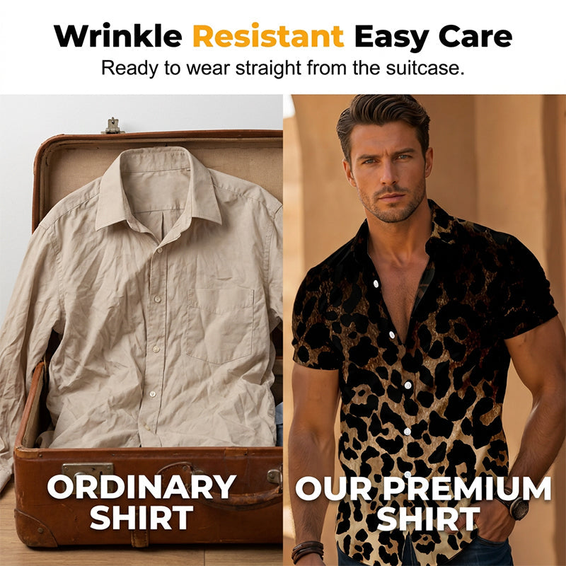 🔥2026 New Arrival ＆ Hot Sale ＆ 50％ Off🔥Men's Short Sleeve Leopard Print Button Down Shirt