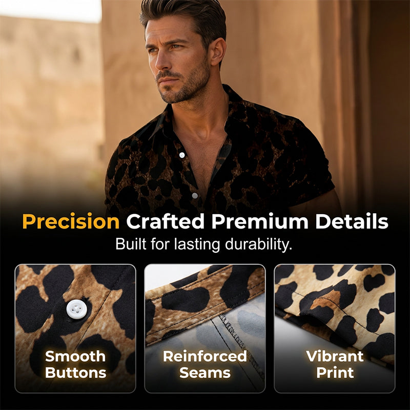 🔥2026 New Arrival ＆ Hot Sale ＆ 50％ Off🔥Men's Short Sleeve Leopard Print Button Down Shirt