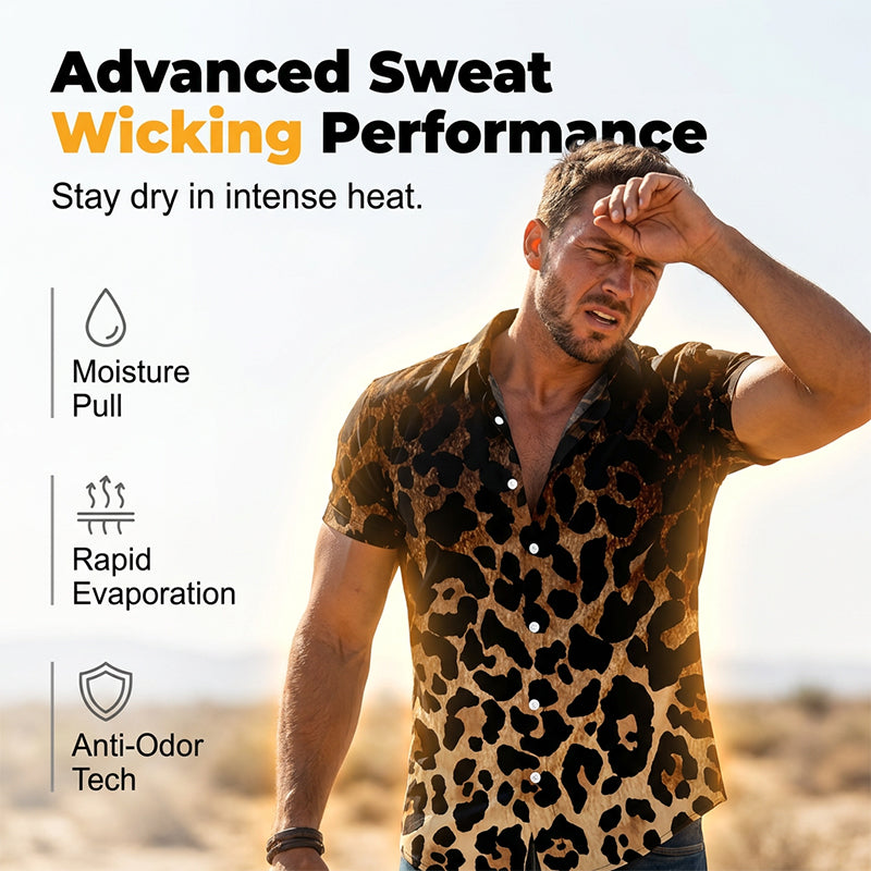 🔥2026 New Arrival ＆ Hot Sale ＆ 50％ Off🔥Men's Short Sleeve Leopard Print Button Down Shirt