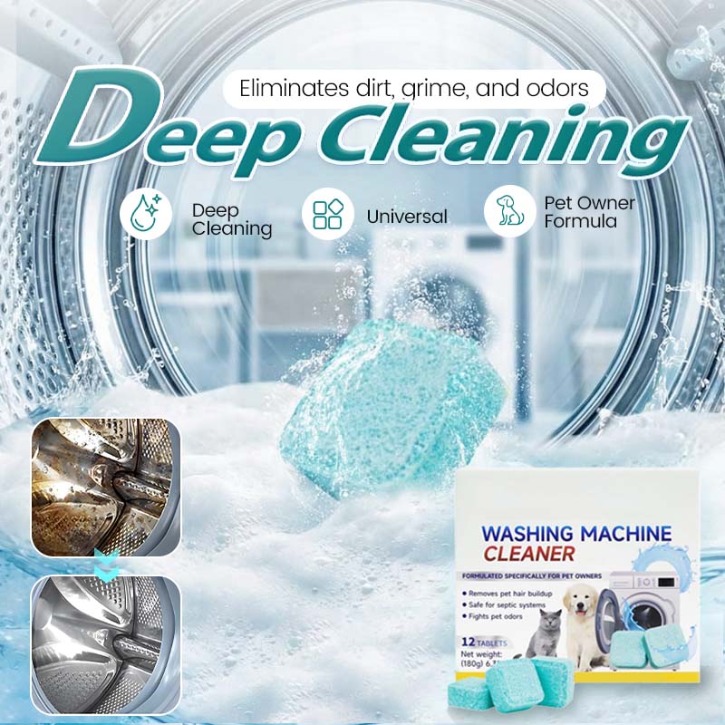 ⏰Last Day Special Price:$14.99!!!🛡️🌸Washing Machine Cleaner – 12 tablets, deep cleans inner tank & pet hair. Removes odours. No mess, just drop & run. 🧼✨