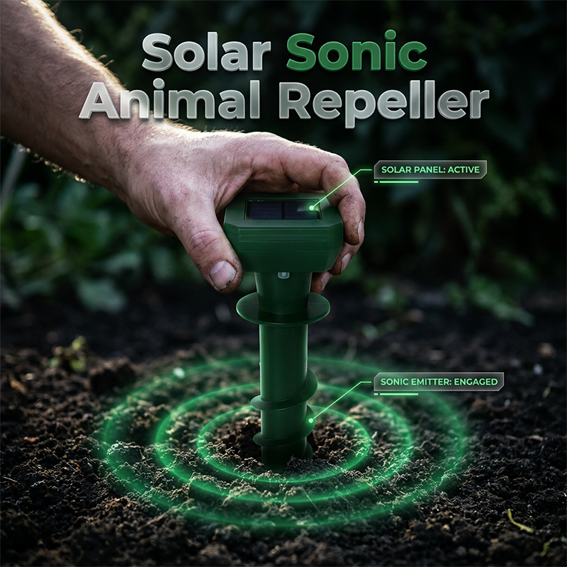 🔥Limited-time offer-Solar Powered Ultrasonic Mole Repeller Stake