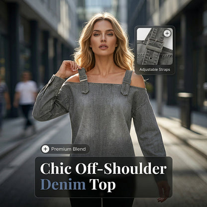 👕 LIMITED-TIME 50% OFF! ✨ Women's Denim Top – Wide Strap, Fashion, Casual ✨
