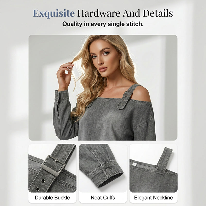 👕 LIMITED-TIME 50% OFF! ✨ Women's Denim Top – Wide Strap, Fashion, Casual ✨