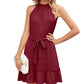 Sleeveless Halter Neck Ruffle Hem Dress