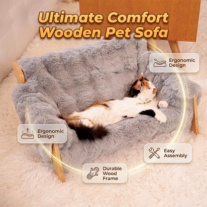 Elevated Plush Pet Bed with Wooden Frame