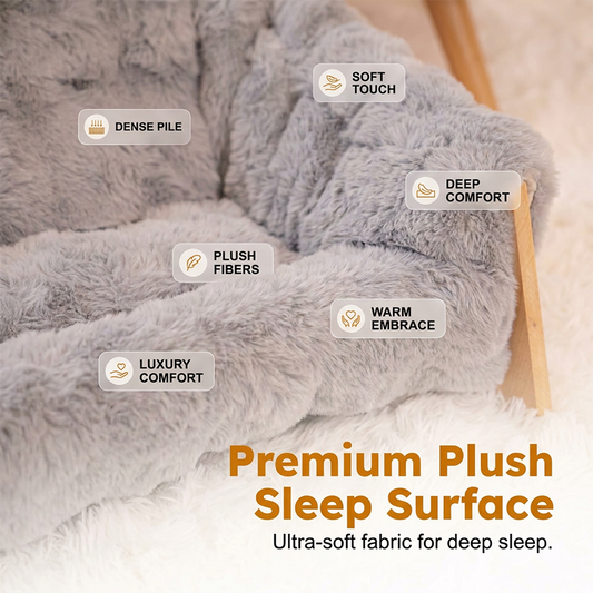 Elevated Plush Pet Bed with Wooden Frame