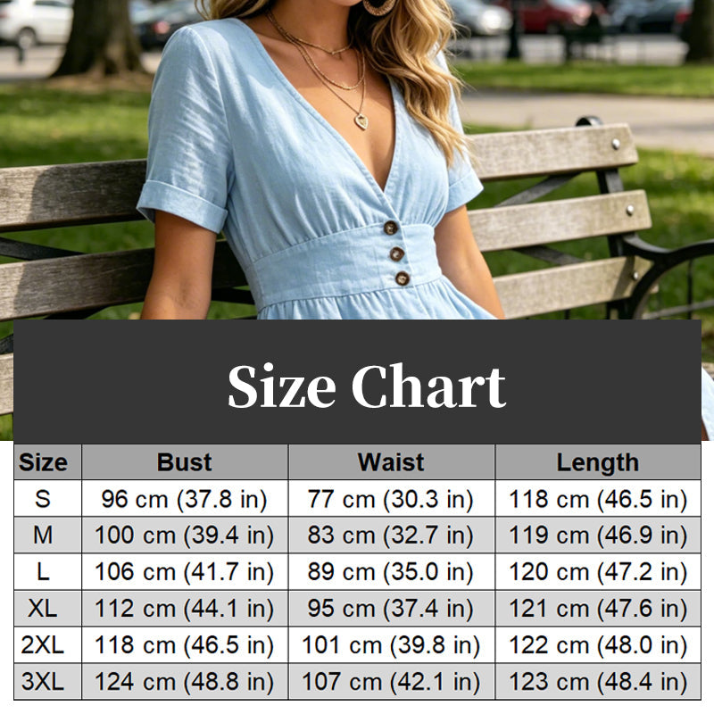 🌸 Effortless Summer Chic – Women's Summer V-Neck Button-Down Dress☀️