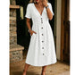 🌸 Effortless Summer Chic – Women's Summer V-Neck Button-Down Dress☀️