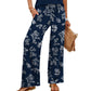 Women's Bohemian Print Drawstring Wide-Leg Pants