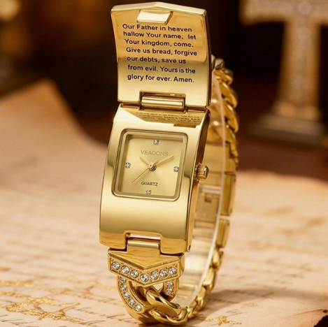 ⌚ 50% OFF NOW!💎 Elegant Crystal Cross Watch – Geometric Rectangular Dial & Premium Metal Band ✨
