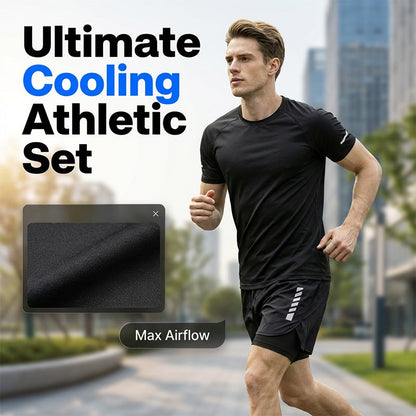 Men's Cooling Short-Sleeve Shirt and Shorts Sports Set