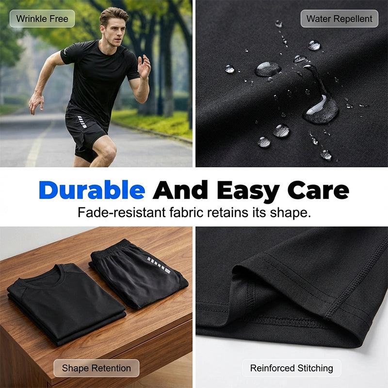 Men's Cooling Short-Sleeve Shirt and Shorts Sports Set
