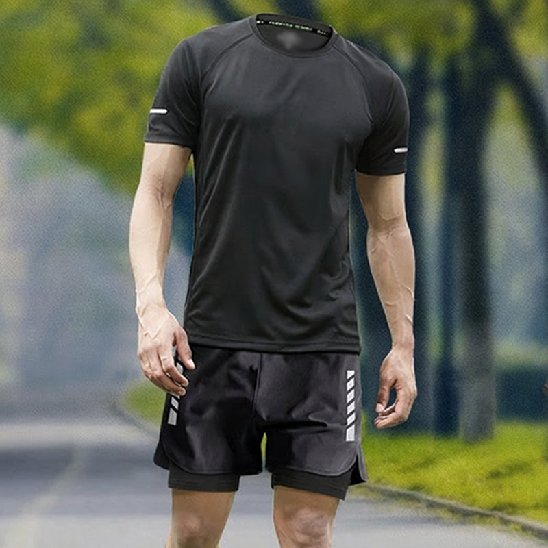 Men's Cooling Short-Sleeve Shirt and Shorts Sports Set