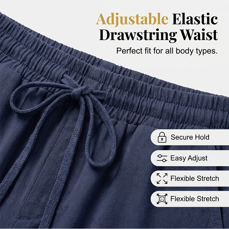 Women's Casual Cotton Linen Capri Pants with Pockets
