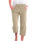 Women's Casual Cotton Linen Capri Pants with Pockets