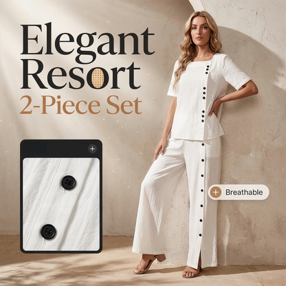 Women's Casual Top & Wide-Leg Pants 2-Piece Set