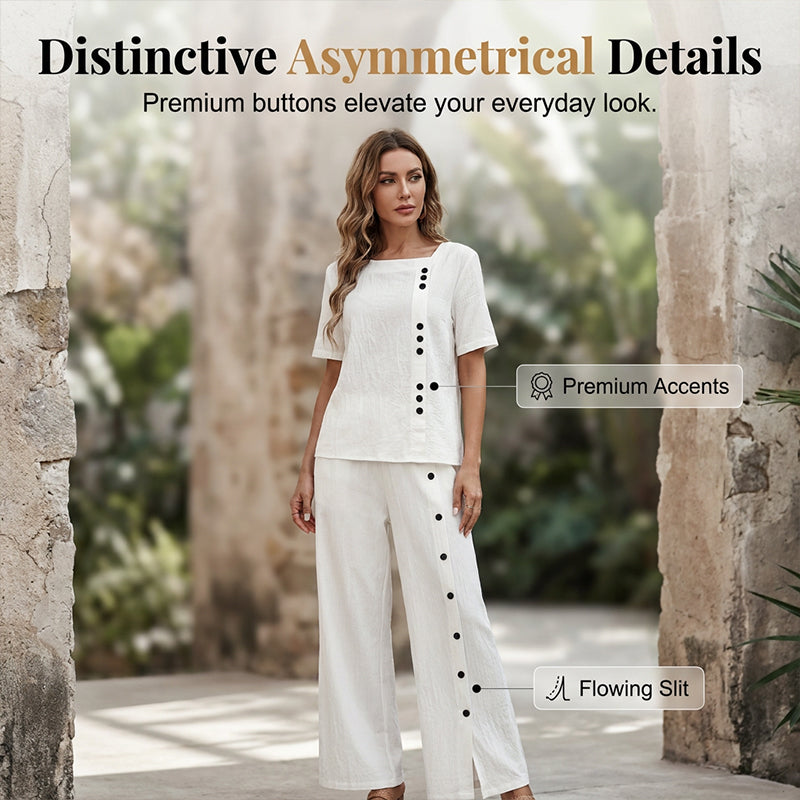 Women's Casual Top & Wide-Leg Pants 2-Piece Set