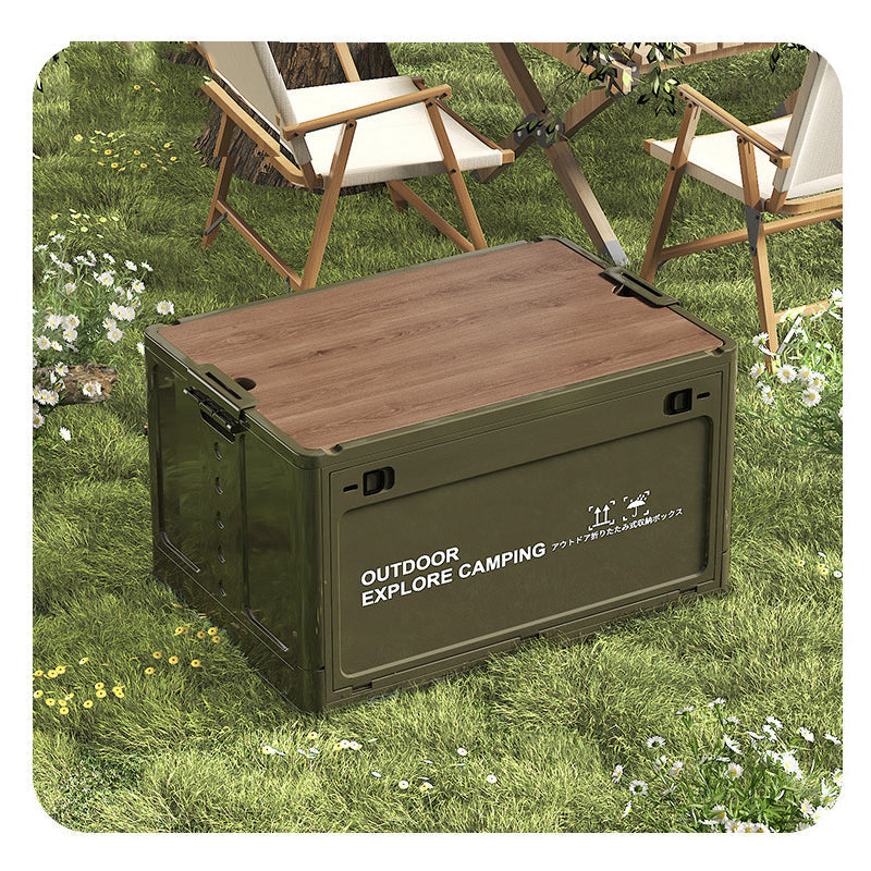 🔥Limited-time offer-Collapsible Camping Storage Box with Wooden Lid