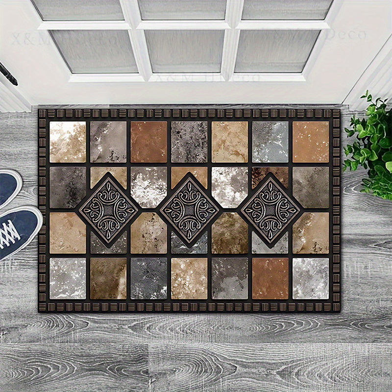 ⏳🔥LIMITED-TIME 50% OFF! 🏡 Geometric Stone Pattern Doormat – Stylish & Durable for Your Home ✨